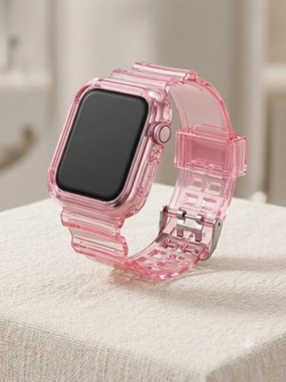 Pink Clear Strap Case Band for Apple Watch Series 11 (42mm) - Bumper Cover